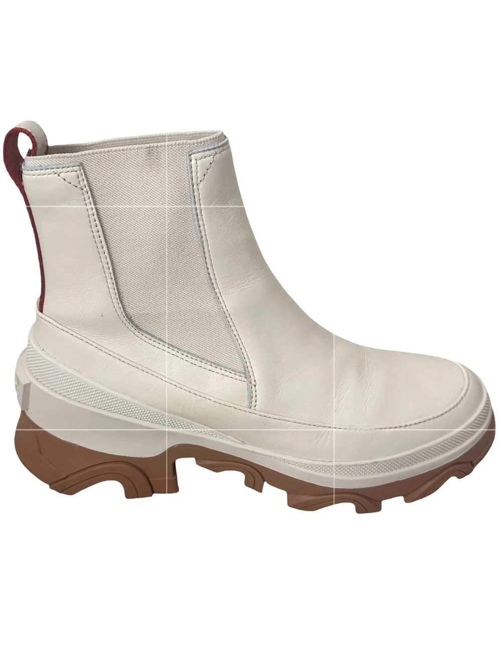 Sorel Brex Chelsea Sea Salt Cream Leather Waterproof Boots with Tan Lug Sole